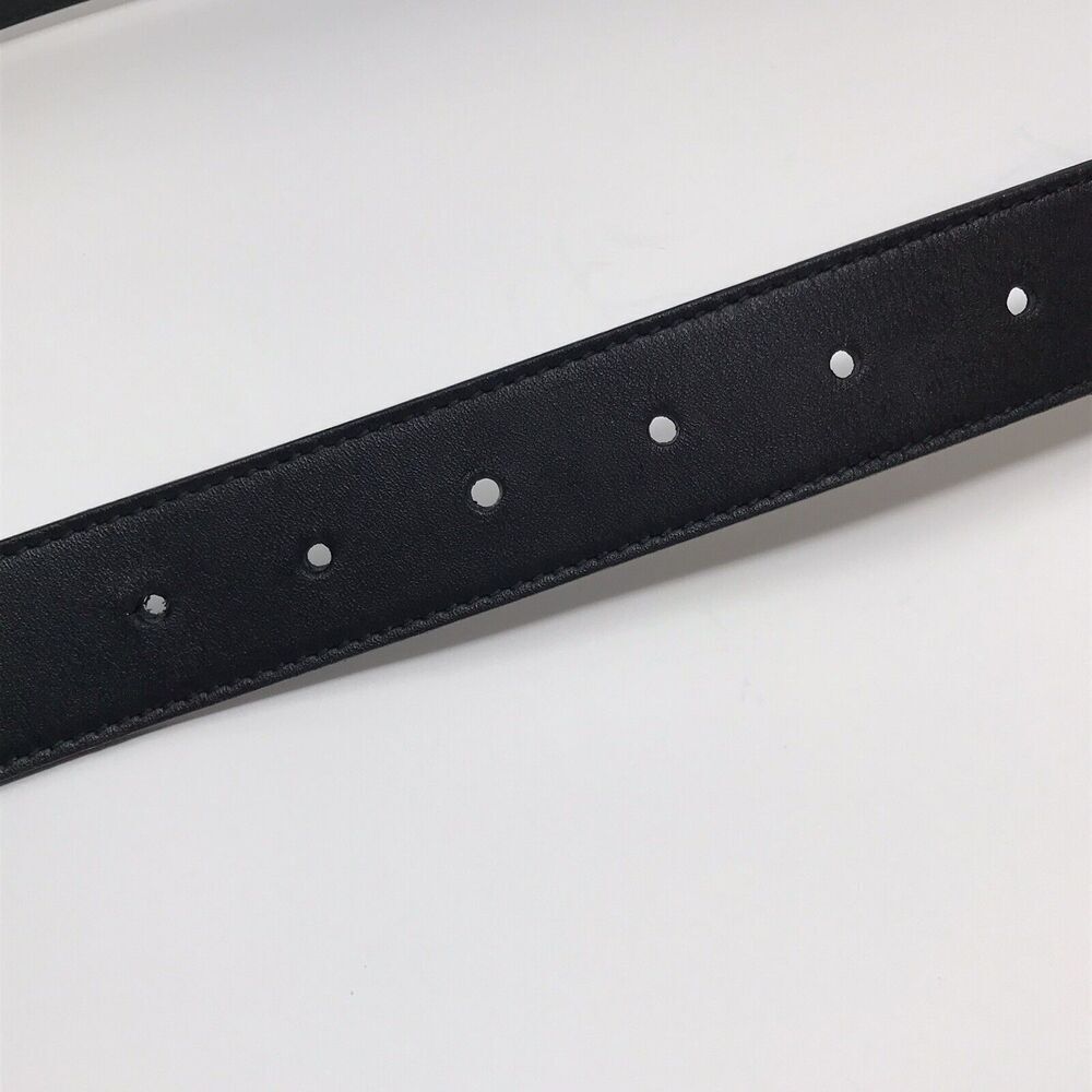 Gucci GG Marmont Thin Belt Black Leather Brass Double G Women Size 75/30 - Picture 4 of 14